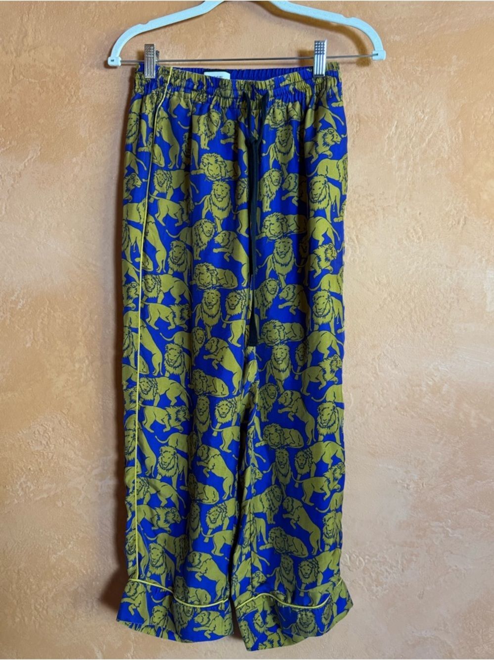 J.Crew Collection Lion Print Silk Pants Blue Statement